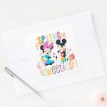 Mickey And Minnie Spring Sweeties Square Sticker