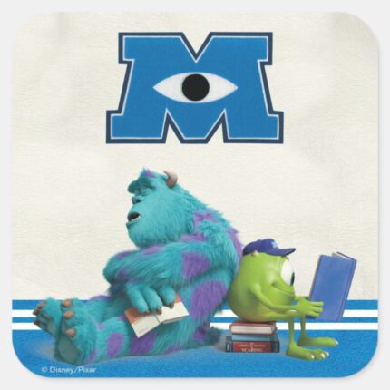 Mike And Sulley Reading Square Sticker