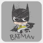 Mini Classic Batman Sketch Square Sticker