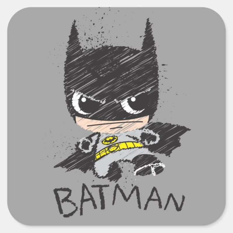 Mini Classic Batman Sketch Square Sticker Mini Classic Batman Sketch Square Sticker