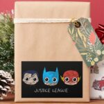 Mini Justice League Heads Sketch Rectangular Sticker