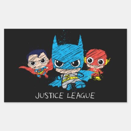 Mini Justice League Sketch Rectangular Sticker