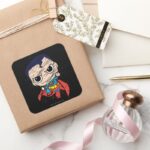 Mini Superman Sketch Flying Square Sticker