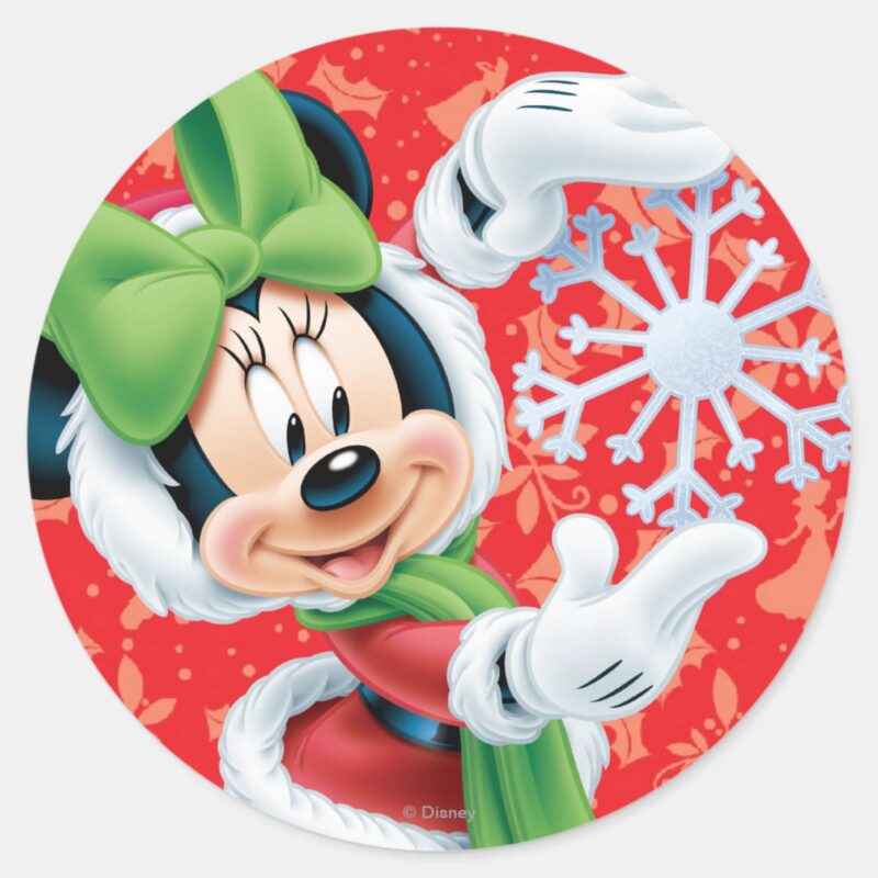 Minnie Holding Snowflake Classic Round Sticker