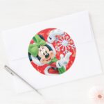 Minnie Holding Snowflake Classic Round Sticker