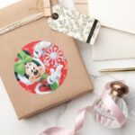Minnie Holding Snowflake Classic Round Sticker
