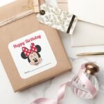 Minnie Mouse Bow A Gift From Birthday Square Sticker