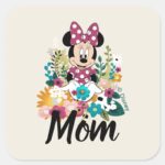 Minnie Mouse Flowers For Mom Square Sticker