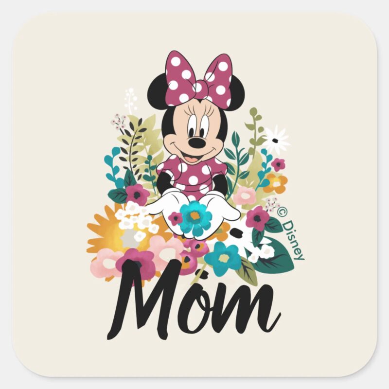 Minnie Mouse Flowers For Mom Square Sticker