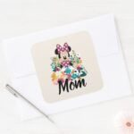 Minnie Mouse Flowers For Mom Square Sticker