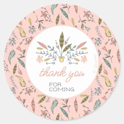 Minnie Mouse Boho Festival Birthday Classic Round Sticker
