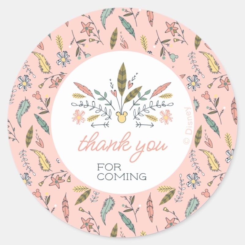 Minnie Mouse Boho Festival Birthday Classic Round Sticker