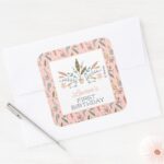 Minnie Mouse Boho Festival Birthday Square Sticker