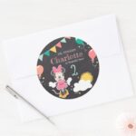 Minnie Mouse Chalkboard Birthday Classic Round Sticker