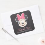Minnie Mouse Chalkboard Birthday Thank You Square Sticker