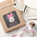 Minnie Mouse Chalkboard Birthday Thank You Square Sticker