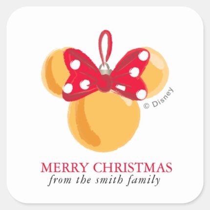 Minnie Mouse Christmas Ornament Personalized Squ Square Sticker