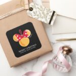 Minnie Mouse Christmas Ornament Personalized Square Sticker