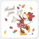 Minnie Mouse Fall Harvest Birthday Thank You Square Sticker
