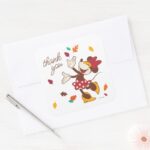 Minnie Mouse Fall Harvest Birthday Thank You Square Sticker