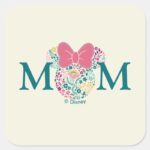 Minnie Mouse Floral Icon Happy Mothers Day Square Sticker