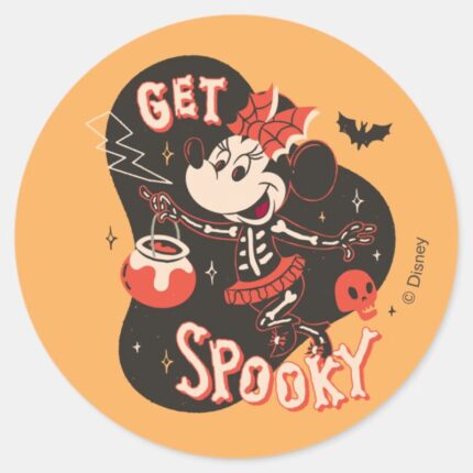 Minnie Mouse Get Spooky Classic Round Sticker