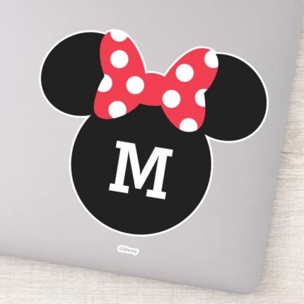Minnie Mouse Head Silhouette With Monogram Sticker