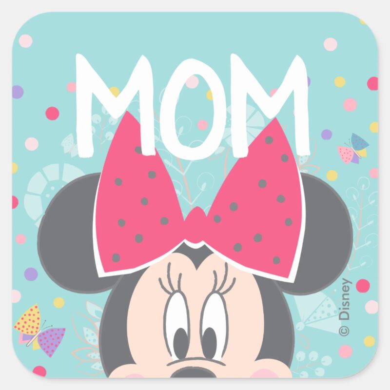 Minnie Mouse Peeking Happy Mothers Day Square Sticker