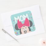 Minnie Mouse Peeking Happy Mothers Day Square Sticker