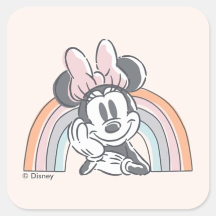 Minnie Mouse Rainbow Square Sticker