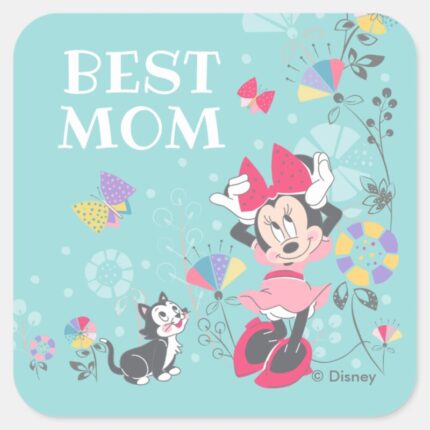 Minnie Mouse Figaro Happy Mothers Day Square Sticker
