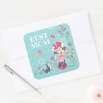 Minnie Mouse Figaro Happy Mothers Day Square Sticker
