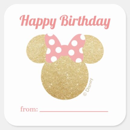Minnie Mouse A Gift From Birthday Square Sticker