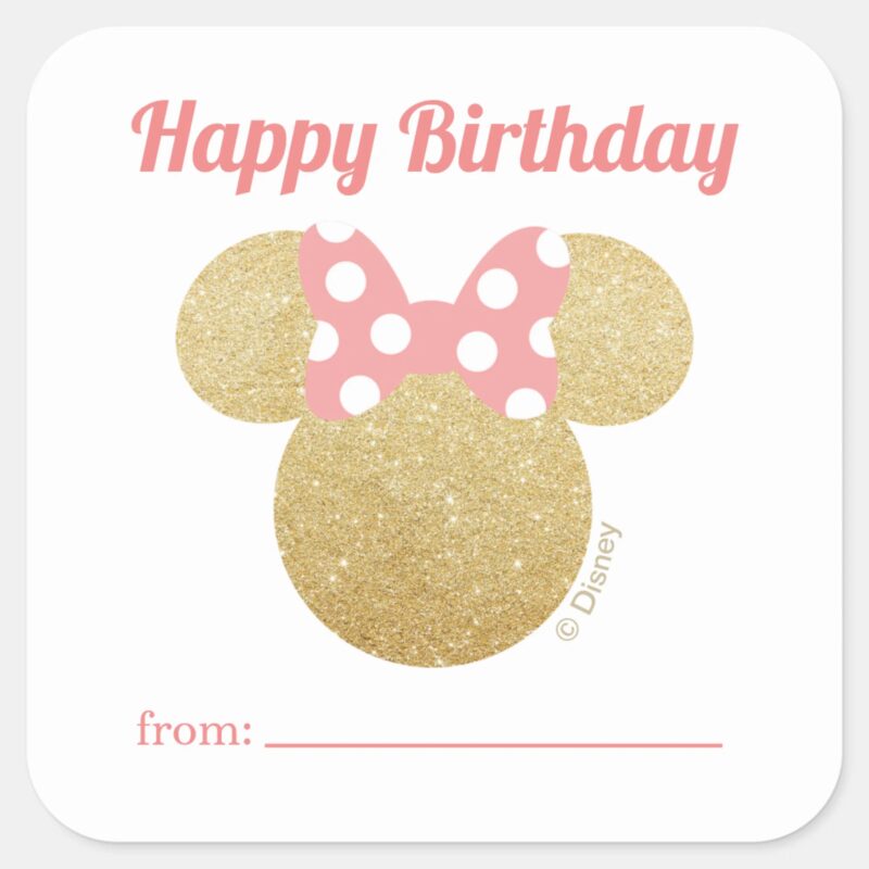 Minnie Mouse A Gift From Birthday Square Sticker