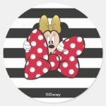 Minnie Mouse Bow Tie Classic Round Sticker
