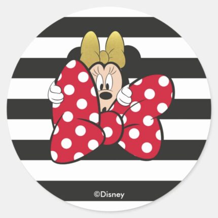 Minnie Mouse Bow Tie Classic Round Sticker
