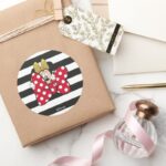 Minnie Mouse Bow Tie Classic Round Sticker