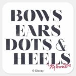 Minnie Mouse Bows Ears Dots Heels Square Sticker