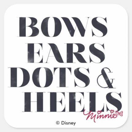 Minnie Mouse Bows Ears Dots Heels Square Sticker
