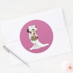 Minnie Mouse Bride At Wedding Classic Round Sticker