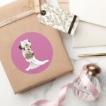 Minnie Mouse Bride At Wedding Classic Round Sticker