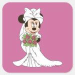 Minnie Mouse Bride At Wedding Square Sticker