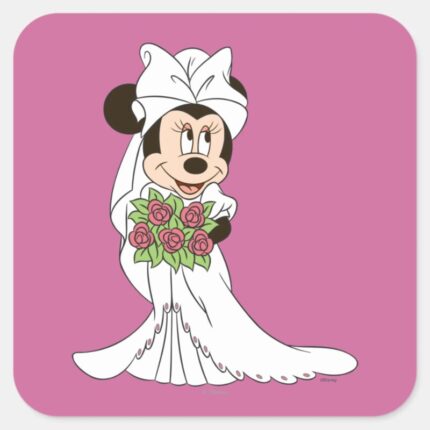 Minnie Mouse Bride At Wedding Square Sticker