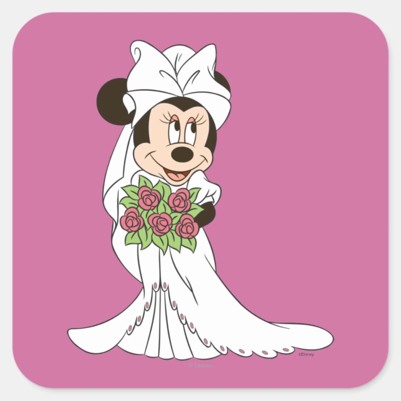 Minnie Mouse Bride At Wedding Square Sticker