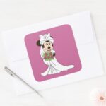 Minnie Mouse Bride At Wedding Square Sticker