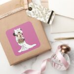 Minnie Mouse Bride At Wedding Square Sticker