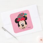 Minnie Mouse Christmas Elf Hat Square Sticker