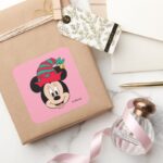 Minnie Mouse Christmas Elf Hat Square Sticker