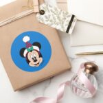 Minnie Mouse Cute Christmas Hat Classic Round Sticker