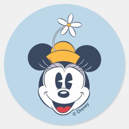 Minnie Mouse Fun Flower Hat Classic Round Sticker